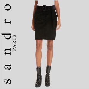 Sandro Paris Belted Corduroy Mini Skirt Sz 1